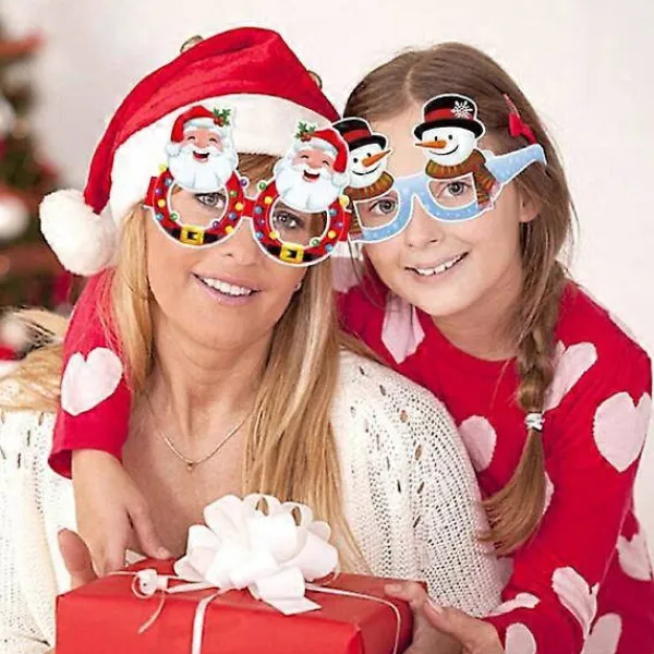 24 stycken glittriga julglasögon med dekorationer för julklappar> Tillbehör