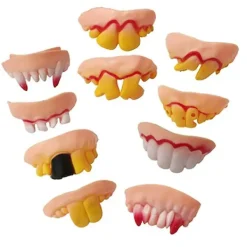 10 stycken Gnarly Teeth Gag Tänder Fula Falska Tänder Bob Tänder Vampyr Protes Tänder för Halloween Kostymfest Godis 10 Stilar (Klassisk Stil)><noscript><img width=