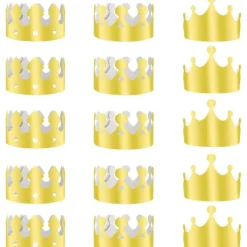 36 stycken gyllene kungakronor guldfolie papper party krona hatt mössa för födelsedagsfirande babyshower fotorekvisita (guld)> Huvudbonader