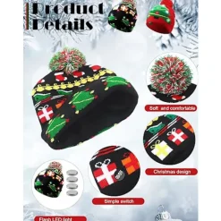 2 Stycken Jul LED Lysande Mössor Fula Jultröja Stickade, ZQKLA> Huvudbonader