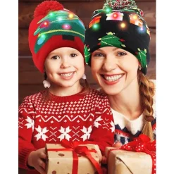 2 Stycken Jul LED Lysande Mössor Fula Jultröja Stickade, ZQKLA><noscript><img width=