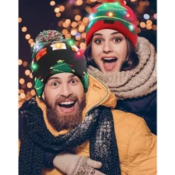 2 Stycken Jul LED Lysande Mössor Fula Jultröja Stickade, ZQKLA><noscript><img width=