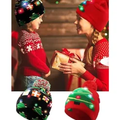 2 Stycken Jul LED Lysande Mössor Fula Jultröja Stickade, ZQKLA><noscript><img width=