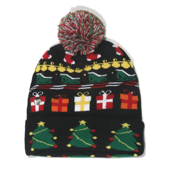 2 Stycken Jul LED Lysande Mössor Fula Jultröja Stickade, ZQKLA> Huvudbonader