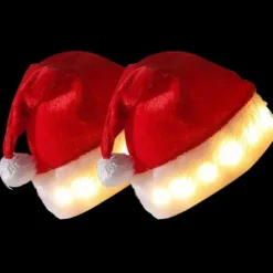 unbranded 2 stycken jultomteluvor med LED-ljus, julhatt som lyser upp, festhatt för vuxna, klassisk julhatt, nyårsfestdekoration> Huvudbonader
