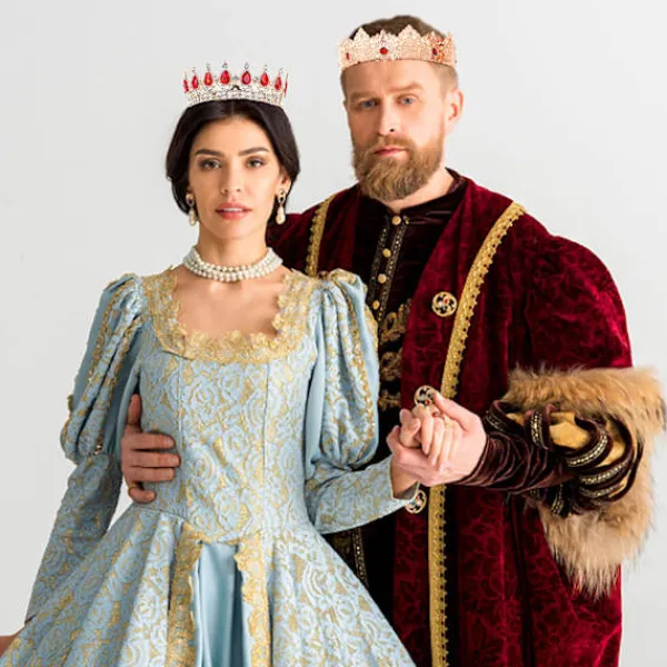 2 stycken kungliga kronor för balen, kungakronor för män> Huvudbonader