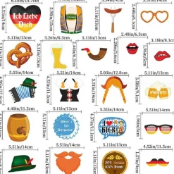 21 stycken Oktoberfest-festdekorationer, bayerska ölfestivalpappersglasögon, roliga fotobåsprylar, glasögon för tysk tema Oktoberfest> Tillbehör