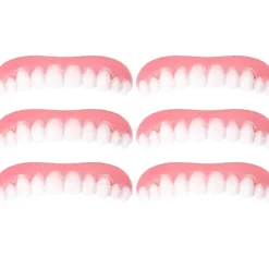 6 Stycken Omedelbara Fanérproteser Bekväma Övre Leendetänder Vita Kosmetiska Tänder Temporära Falska Tänder Komfort Passform Flex Tänder Tw> Tillbehör