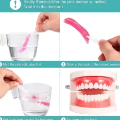 6 Stycken Omedelbara Fanérproteser Bekväma Övre Leendetänder Vita Kosmetiska Tänder Temporära Falska Tänder Komfort Passform Flex Tänder Tw> Tillbehör