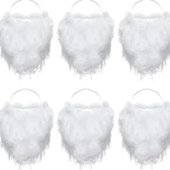 6 stycken roliga tomteskägg vita falska skägg jul tomte skägg kostym för tonåringar vuxna förklädnad tomte> Tillbehör