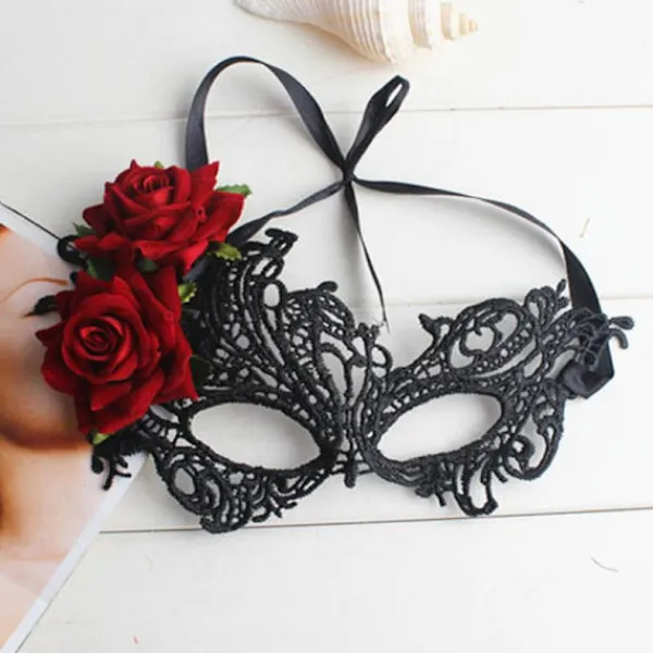 2 stycken sammetsrosmasker - Klassisk maskeradbal> Masker