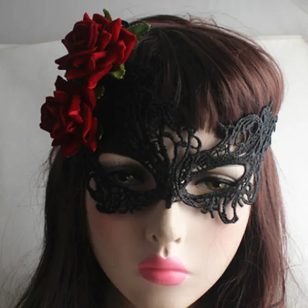 2 stycken sammetsrosmasker - Klassisk maskeradbal> Masker