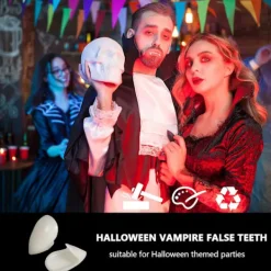 5 stycken vampyrtänder kit 4 storlekar anpassade huggtänder vampyrtänder falska proteser med 1 tub tandpellets lim för cosplay fest rekvisita halloween par | Fyndiq><noscript><img width=
