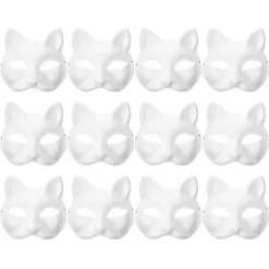 12 Tomma Masker Kattmasker Kostym Cosplay Mask Förskola Gör din egen omålade kattmask> Masker