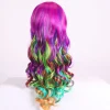 28 tum/70 cm vacker lång vågig Harajuku-stil cosplayperuk (regnbågsfärg)> Peruker