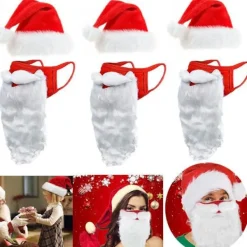 ATELA 3 uppsättningar med slutna masker Rolig skäggig jultomtekostym för vuxna till jul (One Size)> Tillbehör