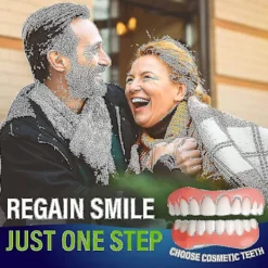 2 uppsättningar proteser, övre och nedre käkproteser, naturliga och bekväma, skydda tänderna och återfå ett självsäkert leende><noscript><img width=