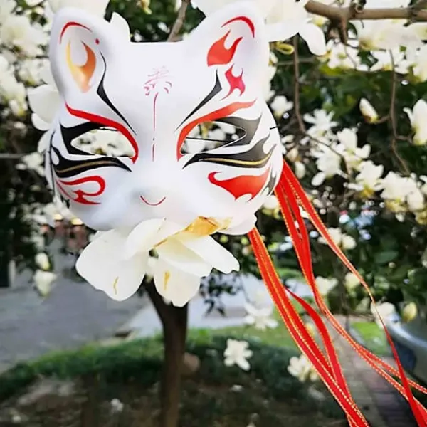 2024 Vit Pappersmask Kattansikte - 3 Stycken, Tom Pappersmask Handmålad, Personlig Design> Masker