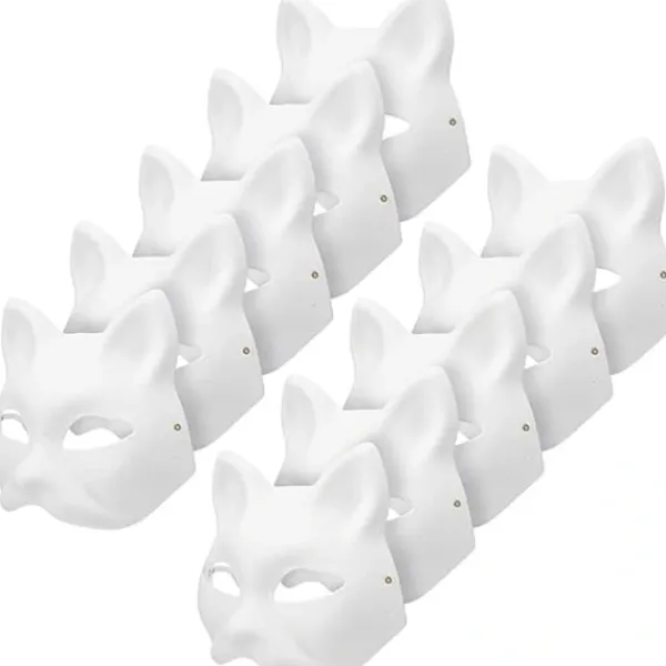 10 Vita Kattansiktsmasker för DIY, Halloween & Cosplay> Masker