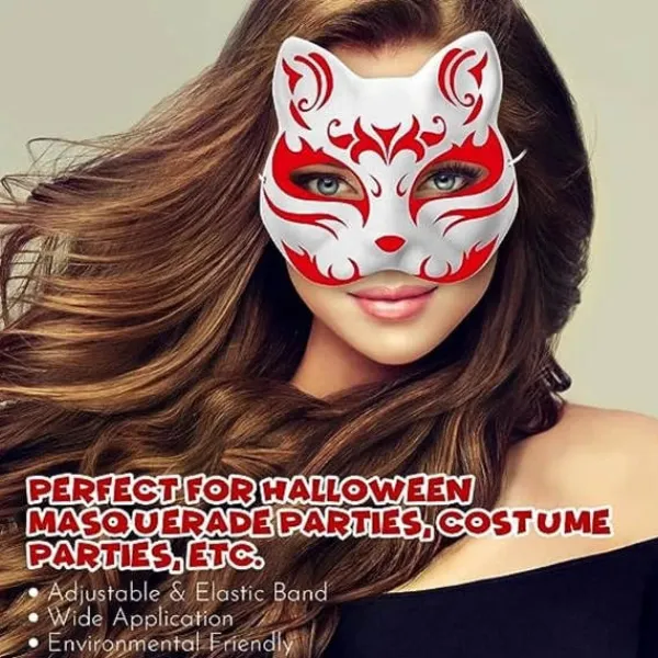 10 Vita Kattansiktsmasker för DIY, Halloween & Cosplay> Masker