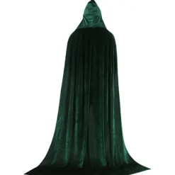 1 Vuxen Huvud Kap, Cosplay Kostym Sammet Robe, Kap Häxa Trollkarl Kappa Grön 3XLarge(180-200cm)> Dräkter
