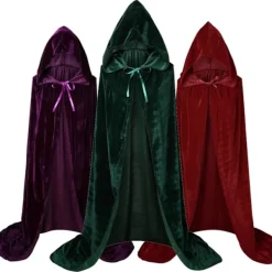 1 Vuxen Huvud Kap, Cosplay Kostym Sammet Robe, Kap Häxa Trollkarl Cloa Lila Large(120-140cm)> Dräkter