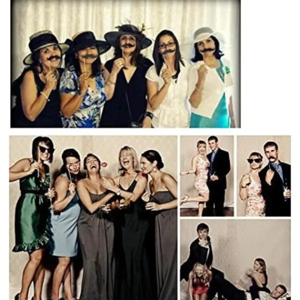 58 x Fotobås Rekvisita Papper Mustasch Mask Rosett Läppar Hatt Fotobås Kostymer för Bröllop Födelsedagsfest Jul Halloween> Tillbehör