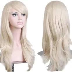 Acsergery Ny 23" Cosplay Vågiga Peruker Full Head Vit Blond Hår Peruk Anime Cosplay/kostym Present> Peruker