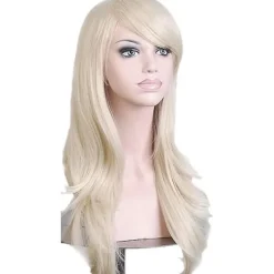 Acsergery Ny 23" Cosplay Vågiga Peruker Full Head Vit Blond Hår Peruk Anime Cosplay/kostym Present> Peruker