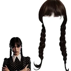 Addams Family Flickan Kostym Peruk Wednesday Addams Peruk> Peruker