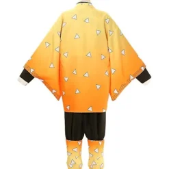 Adult Kids Anime Demon Slayer Kimetsu No Yaiba Agatsuma Zenitsu Cosplay Costumes Halloween Costume Kimono Anime Figure Suit Wig -a 150><noscript><img width=
