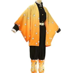 Adult Kids Anime Demon Slayer Kimetsu No Yaiba Agatsuma Zenitsu Cosplay Costumes Halloween Costume Kimono Anime Figure Suit Wig -a 150><noscript><img width=