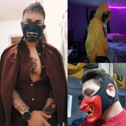 Airsoft Halv ansiktsmask, Ond Demon Monster Kabuki Samurai Hannya><noscript><img width=