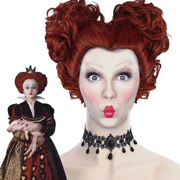 Alice i Sömlandet, peruk till maskeradfest, röd kort r> Peruker