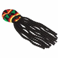 Andningsbar stickad baskerhatt med lång svart dreadlock-peruk för sommar, vinter, Halloween-fest><noscript><img width=