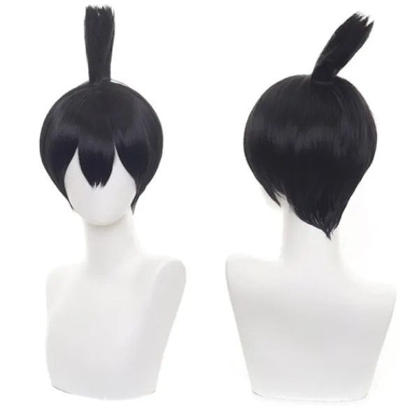 Anime Chainsaw Man Aki Hayakawa Cosplay Peruk Svart Tofs Stil> Peruker