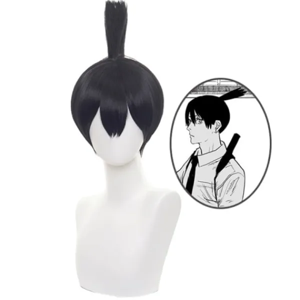 Anime Chainsaw Man Aki Hayakawa Cosplay Peruk Svart Tofs Stil> Peruker