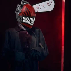 Anime Chainsaw Man Cosplay Skräck Latex Mask Halloween Blodig Pochita Denji Läskig Hjälm Huvudbonad Maskeradfest Kostymrekvisita><noscript><img width=