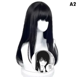 Anime Chainsaw Man Mitaka Asa Cosplay Peruk Asa Mitaka Lång Svart One Size> Peruker