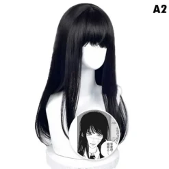 Anime Chainsaw Man Mitaka Asa Cosplay Peruk Asa Mitaka Lång Svart A2> Peruker