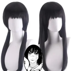 Anime Chainsaw Man Mitaka Asa Cosplay Peruk Asa Mitaka Lång Svart A2><noscript><img width=
