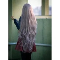 Anime cosplay peruk reparation ansikte mittbena lugg taro lila 100cm peruk><noscript><img width=
