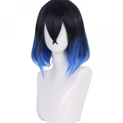 Anime Cosplay Peruker, Värmebeständiga Syntetiska Peruker för Halloween, Vardagliga Festkläder Tillbehör (Svart Mörkblå Gradient)> Peruker