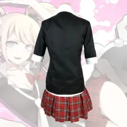 KOOLYOU Anime Danganronpa Enoshima Junko Cosplay Kostym Uniform Cafe Arbetskläder Kort Kjol Dubbel Svans Fläta Peruk Halloween Kostym costume2><noscript><img width=