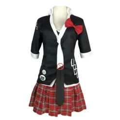 KOOLYOU Anime Danganronpa Enoshima Junko Cosplay Kostym Uniform Cafe Arbetskläder Kort Kjol Dubbel Svans Fläta Peruk Halloween Kostym only wig> Peruker