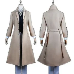 Anime Dazai Osamu Cosplay Kostym Bungo Stray Dogs Cosplay Lång Jacka Kappa Dazai Osamu Peruk Halloween Jul Kostym M> Dräkter