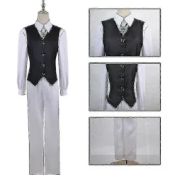 Anime Dazai Osamu Cosplay Kostym Bungo Stray Dogs Cosplay Lång Jacka Kappa Dazai Osamu Peruk Halloween Jul Kostym M><noscript><img width=