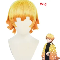 Anime Demon Slayer Azuma Zenitsu cosplay kostym för vuxna barn, Halloween-kostym, kimono, anime karaktär kostym peruk-FA- 120> Peruker