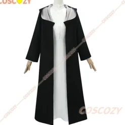 KOOLYOU Anime Frieren: Beyond Journey's End Fern Cosplay Kostym Vit Lång Klänning och Svart Robe Lila Peruk Huvudbonad Halloween Dräkt Wig only> Peruker