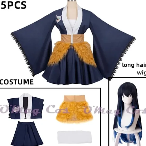 Anime Hashibira Inosuke Cosplay Halloween Kostymer för Kvinnor Kostym Klänning Lek Kläder Uniform Klänning Kostym Roll XL XL XL{AZC} XL kort peruk XL short wig | Fyndiq> Peruker